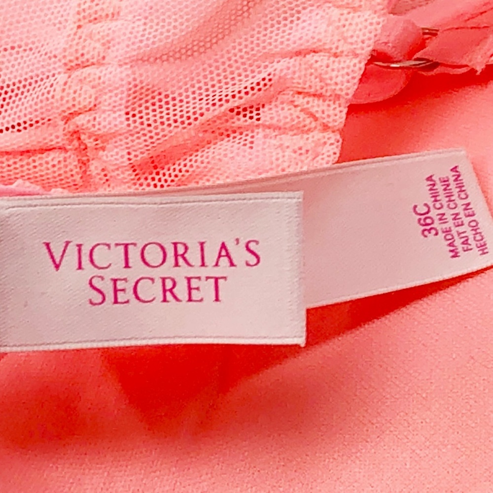 Victoria’s Secret Rhinestone Corset Bustier Bright Coral 36C Garter Straps - Picture 6 of 6